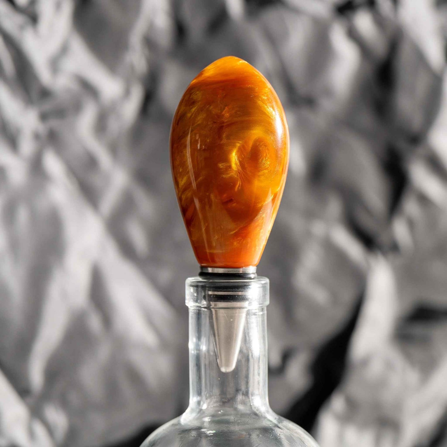 Orange and Gold Teardrop Bottle Stopper