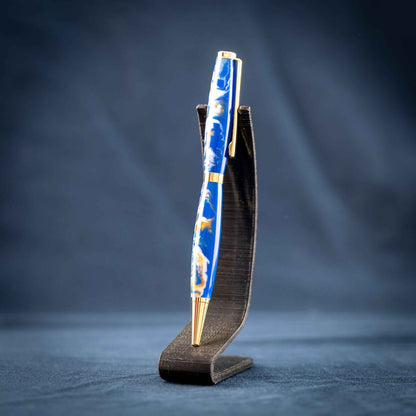 Blue, White, and Gold Resin Twist Pen: Currents