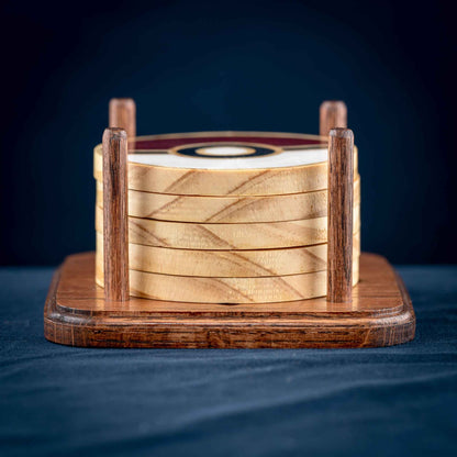 Handmade Carved Pokémon Pokéball Wood and Resin Coasters with Stand: Poké Ball, Dusk Ball, Quick Ball, Love Ball, and Net Ball