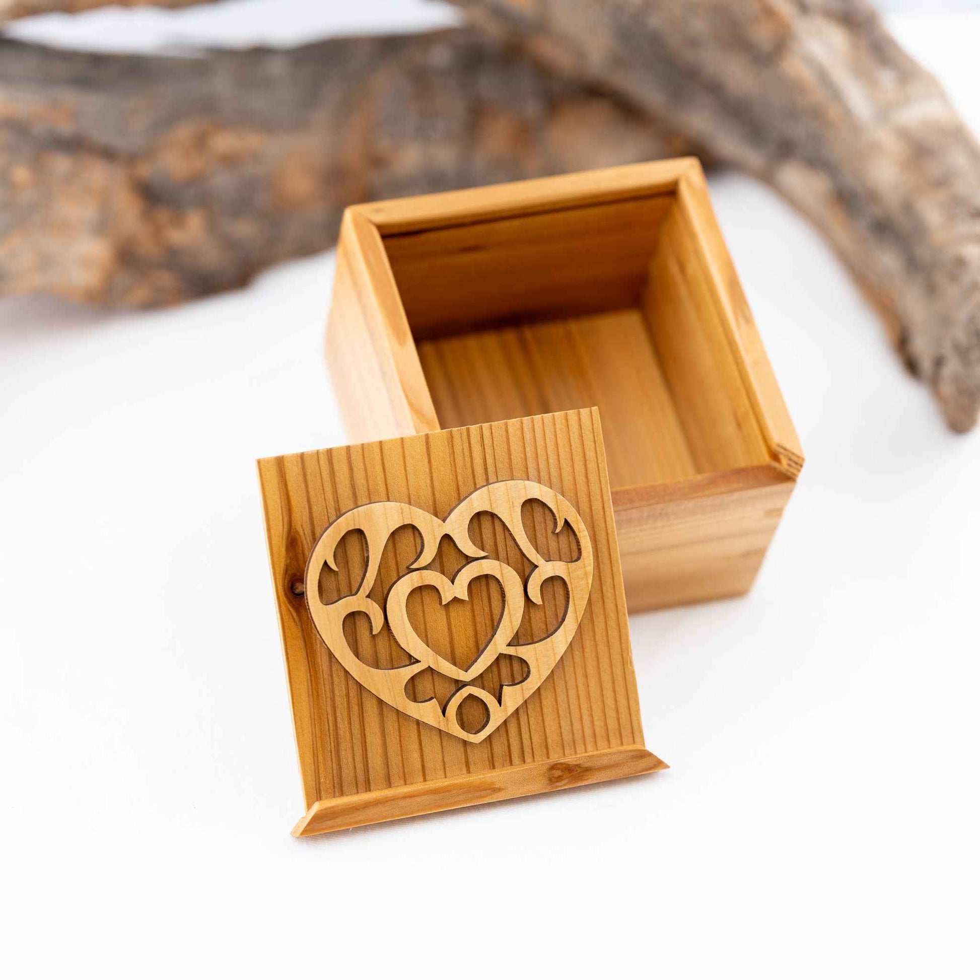 Handmade Small Cedar Wood Zelda Heart Piece Sliding Lid Box