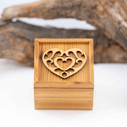 Handmade Small Cedar Wood Zelda Heart Piece Sliding Lid Box