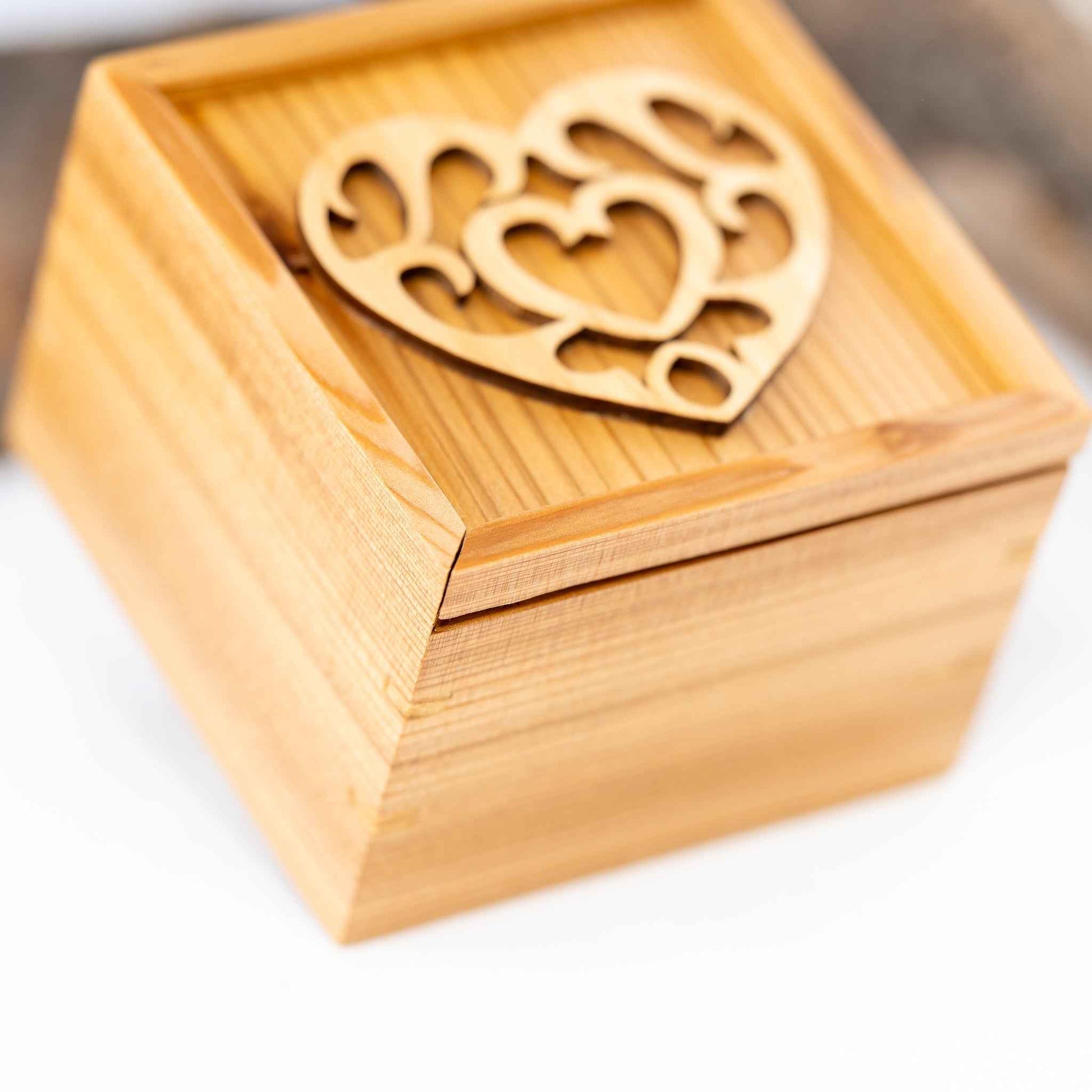 Handmade Small Cedar Wood Zelda Heart Piece Sliding Lid Box