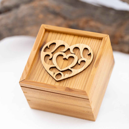 Handmade Small Cedar Wood Zelda Heart Piece Sliding Lid Box