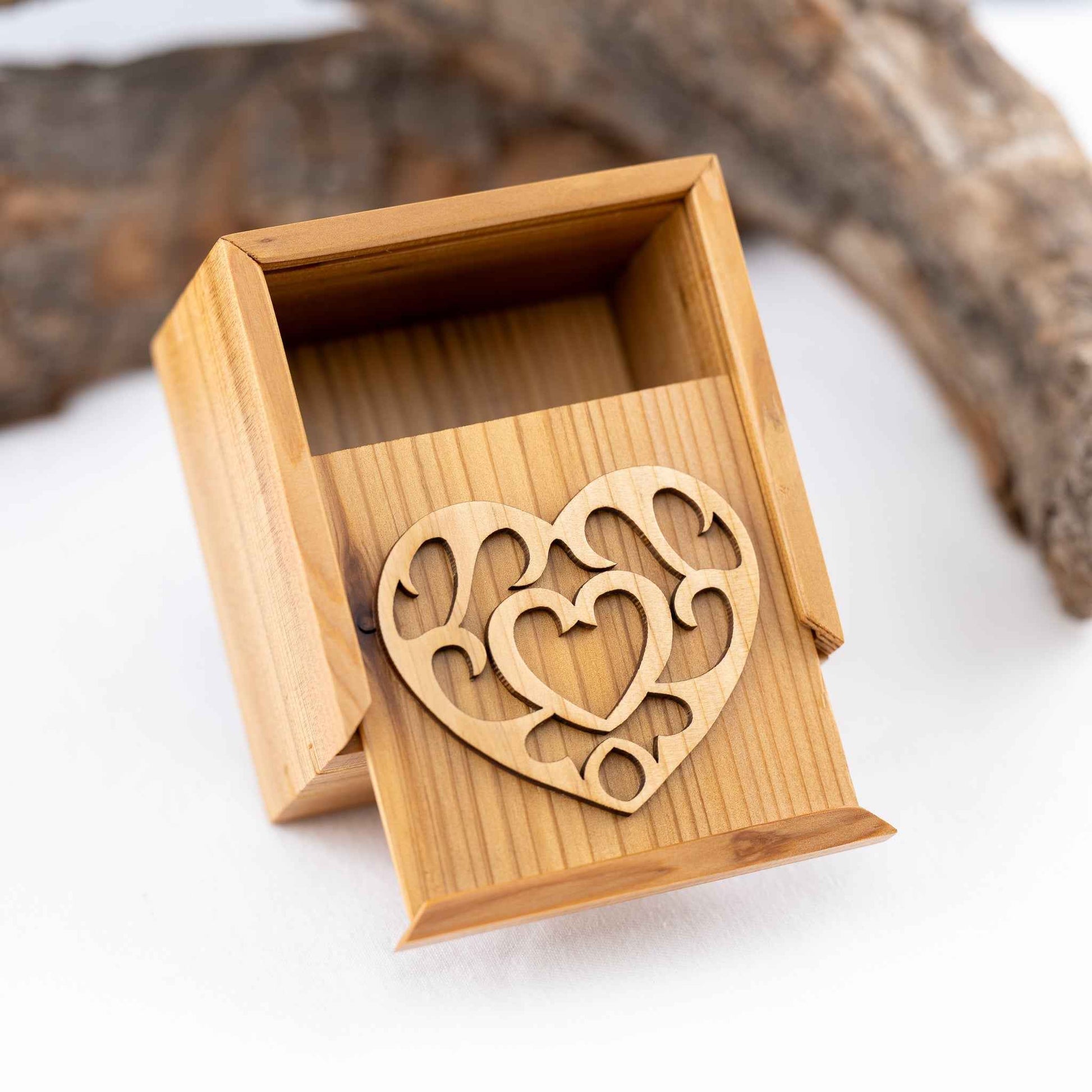 Handmade Small Cedar Wood Zelda Heart Piece Sliding Lid Box
