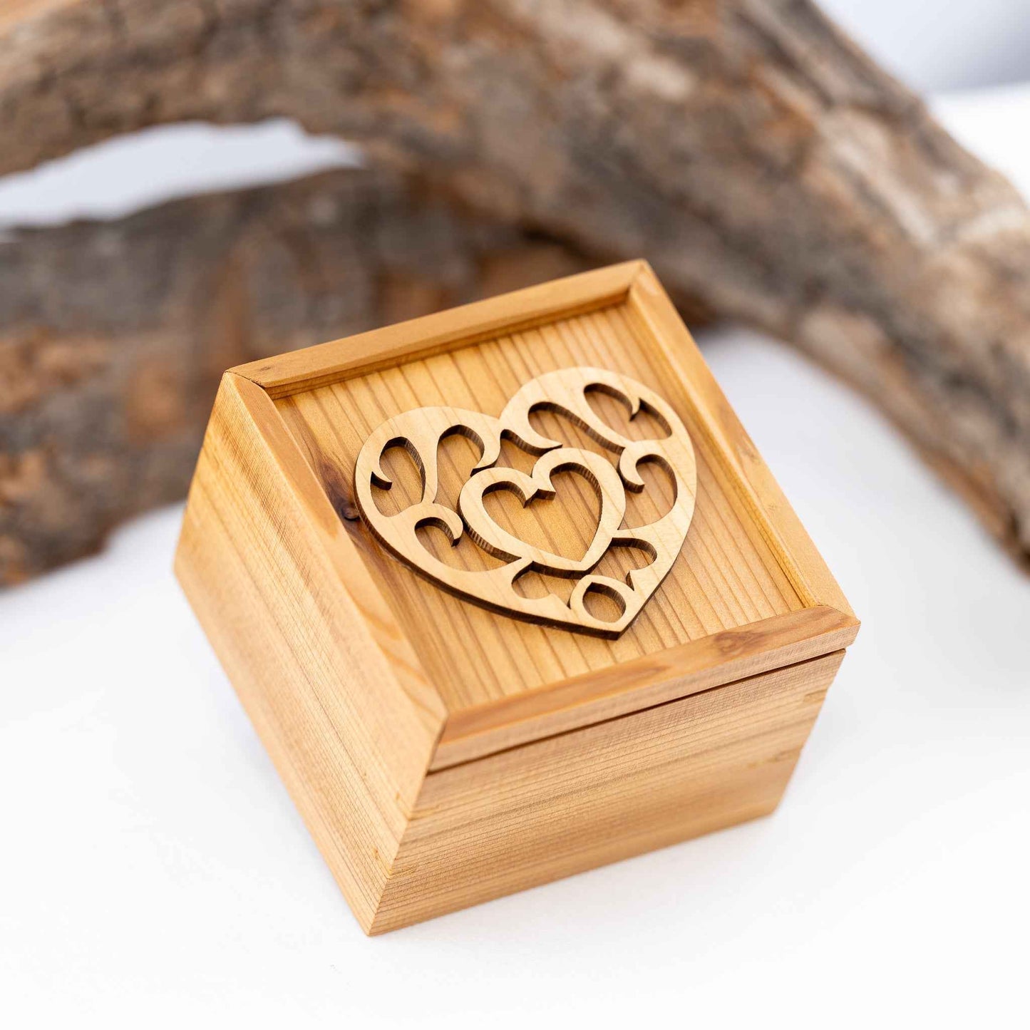 Handmade Small Cedar Wood Zelda Heart Piece Sliding Lid Box