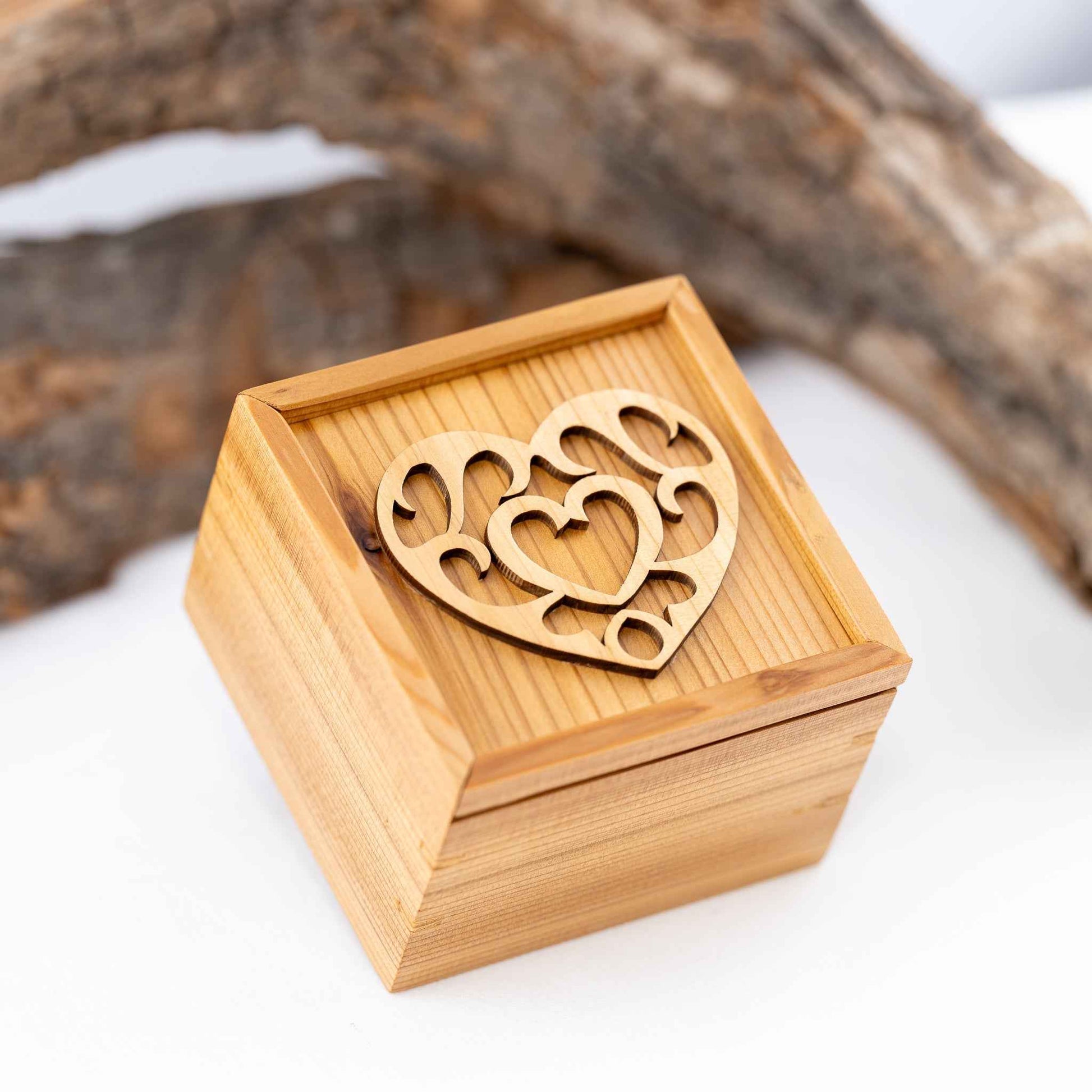 Handmade Small Cedar Wood Zelda Heart Piece Sliding Lid Box