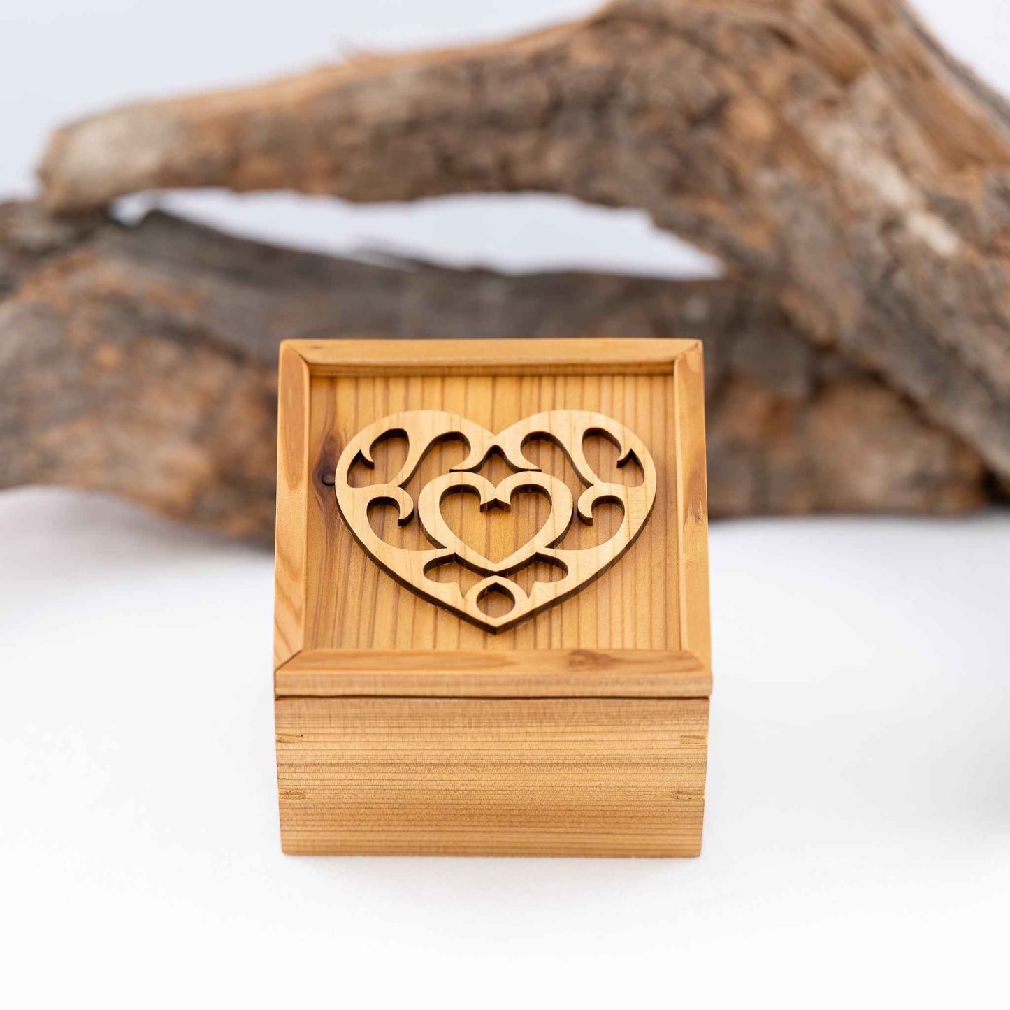 Handmade Small Cedar Wood Zelda Heart Piece Sliding Lid Box