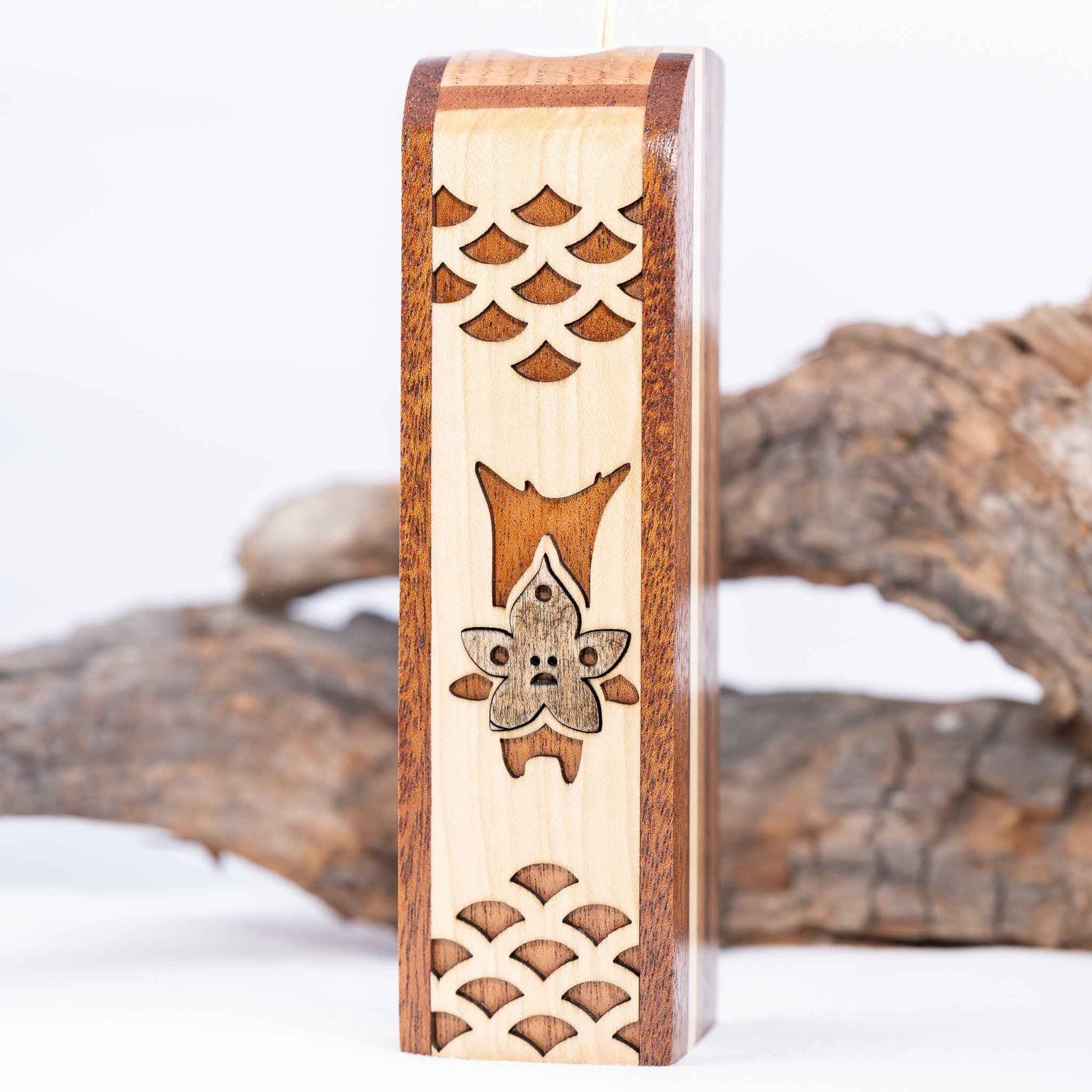 Handmade Wood Zelda Korok Bud Vase with Handmade Wooden Flower