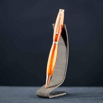 Bright Orange, Red, and Blue Resin Twist Pen with Bright Copper Plating