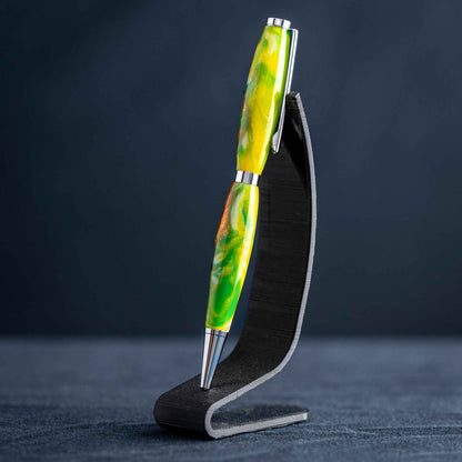 Green, Yellow, White, and Bronze Resin Twist Pen: Chrome Plating