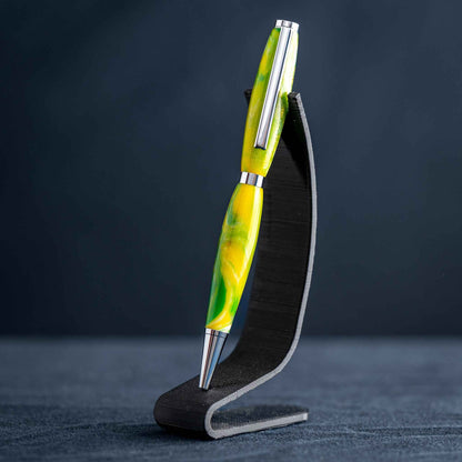 Green, Yellow, White, and Bronze Resin Twist Pen: Chrome Plating