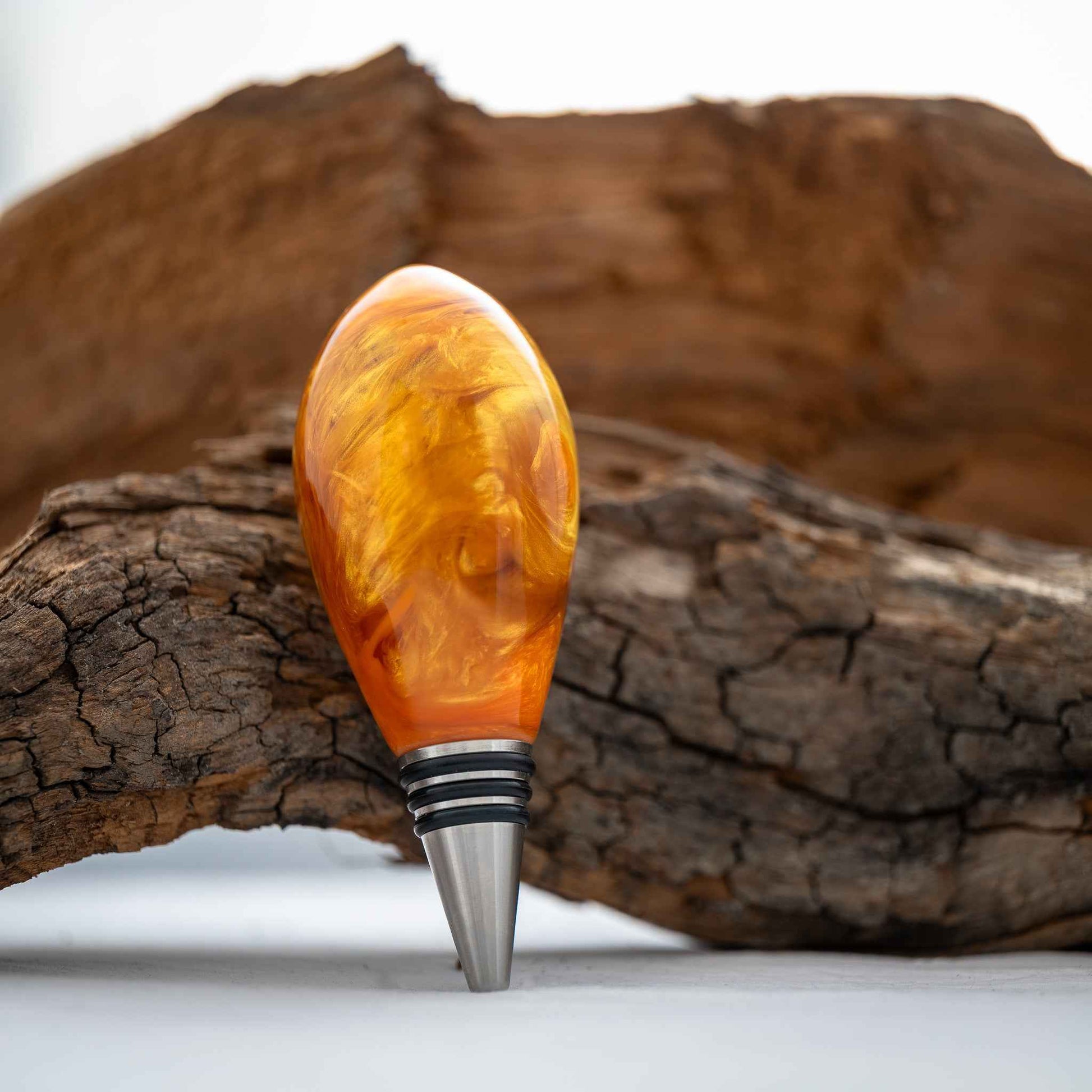 Orange and Gold Teardrop Bottle Stopper