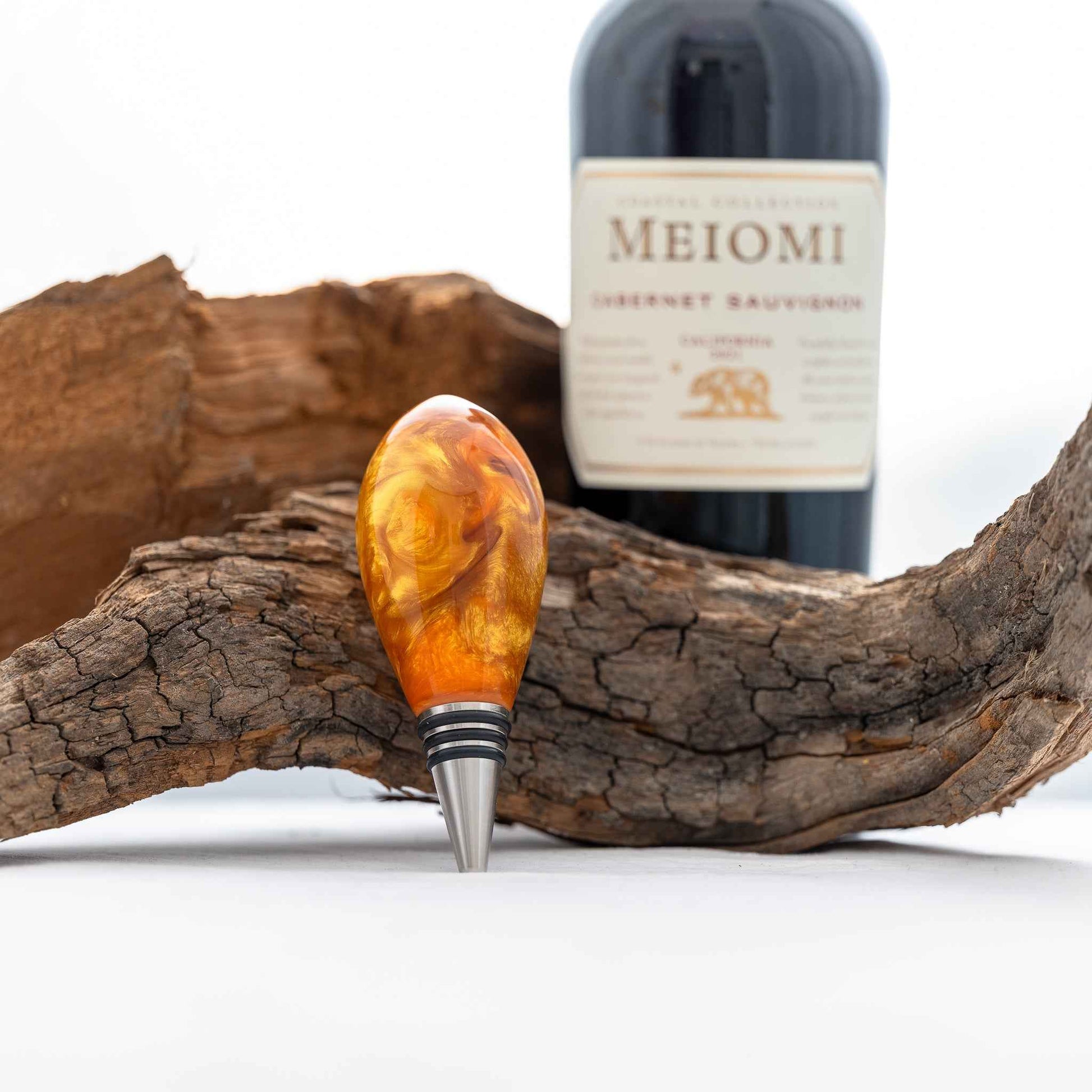 Orange and Gold Teardrop Bottle Stopper