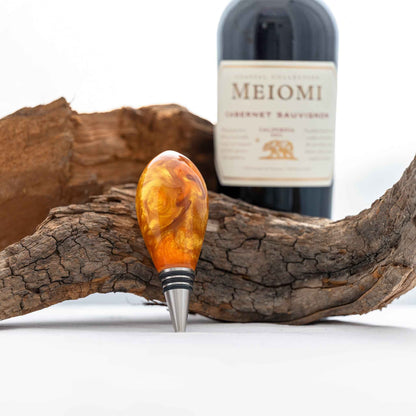 Orange and Gold Teardrop Bottle Stopper