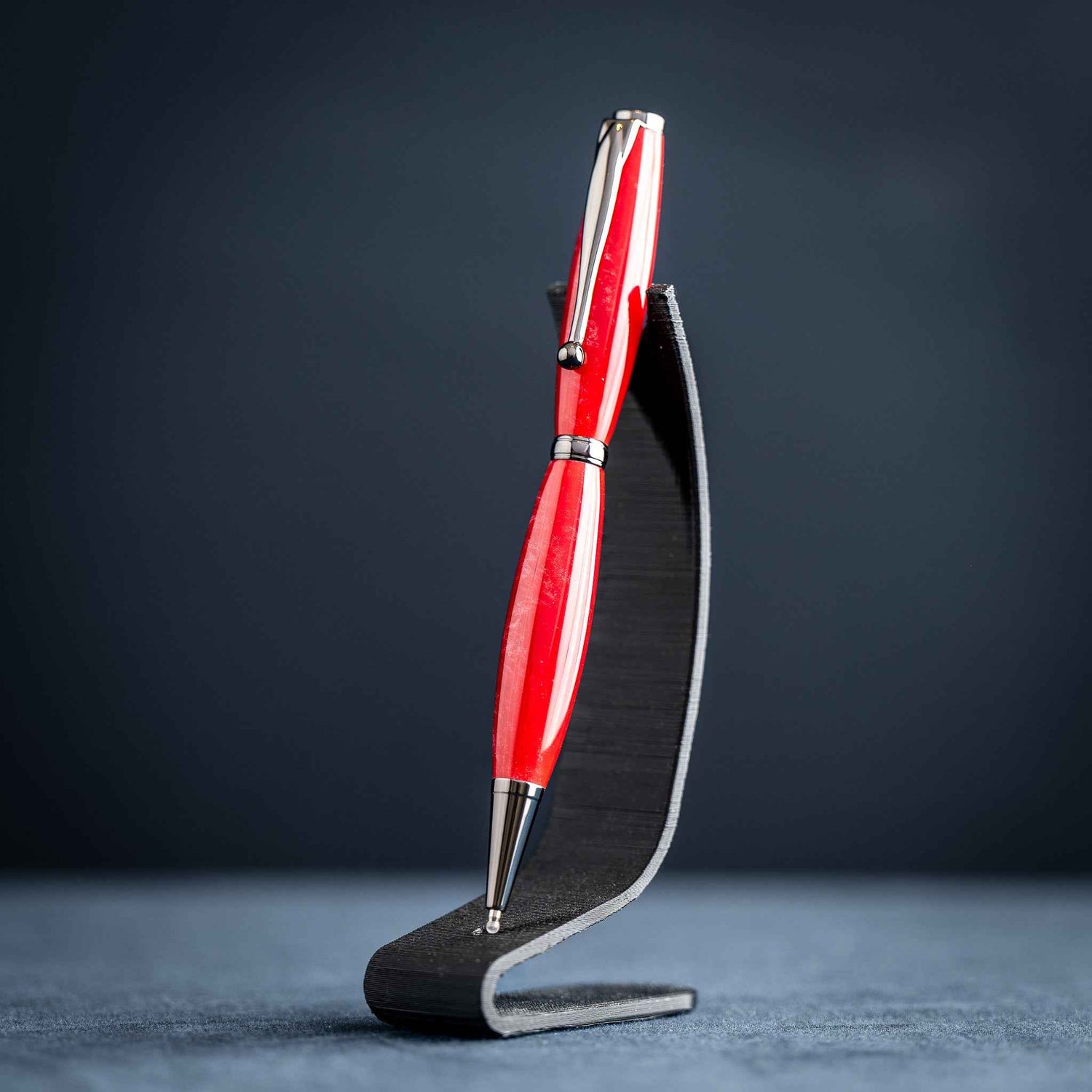 Red Resin Twist Ballpoint Pen: Light Silver Fleck