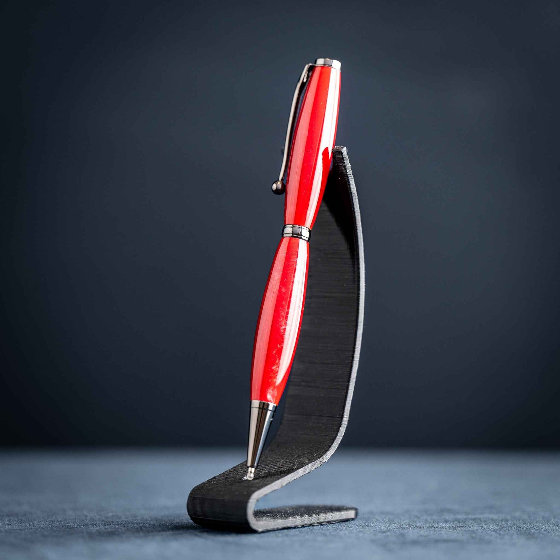 Red Resin Twist Ballpoint Pen: Light Silver Fleck