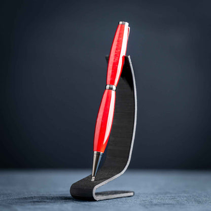 Red Resin Twist Ballpoint Pen: Light Silver Fleck