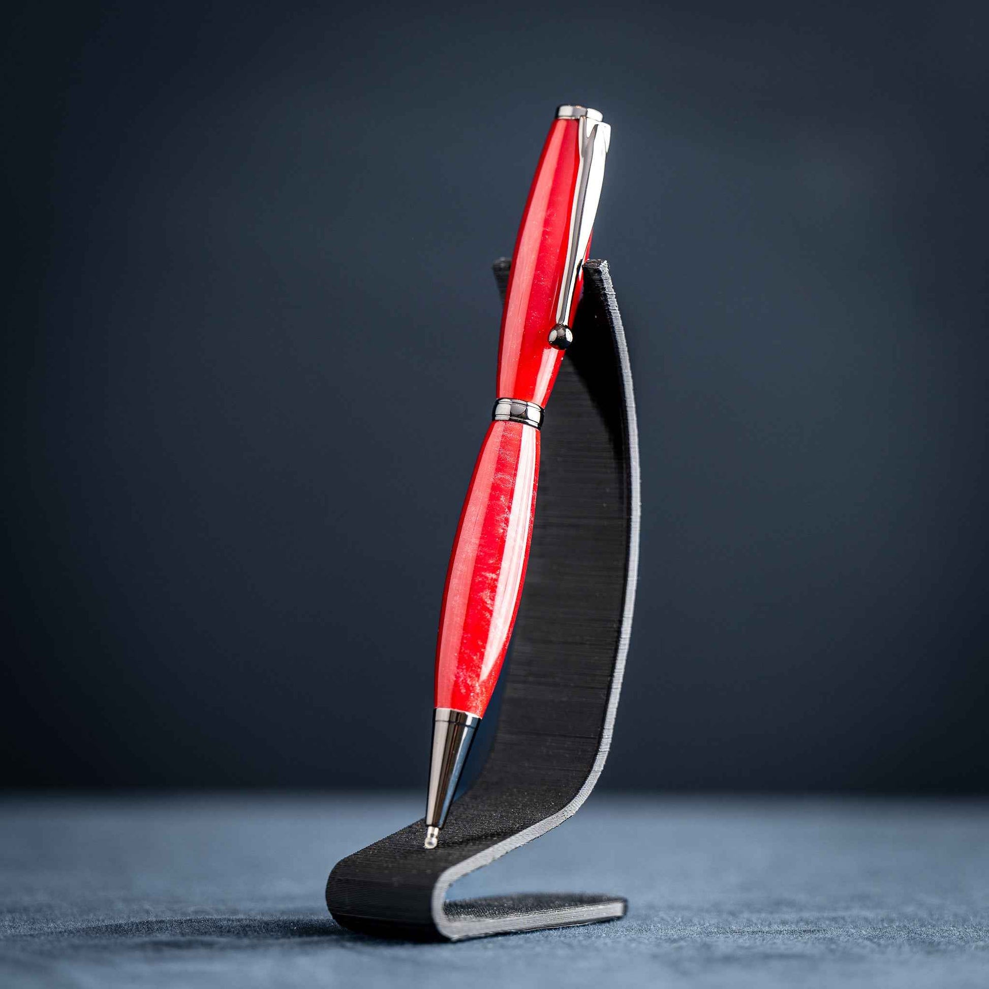 Red Resin Twist Ballpoint Pen: Light Silver Fleck