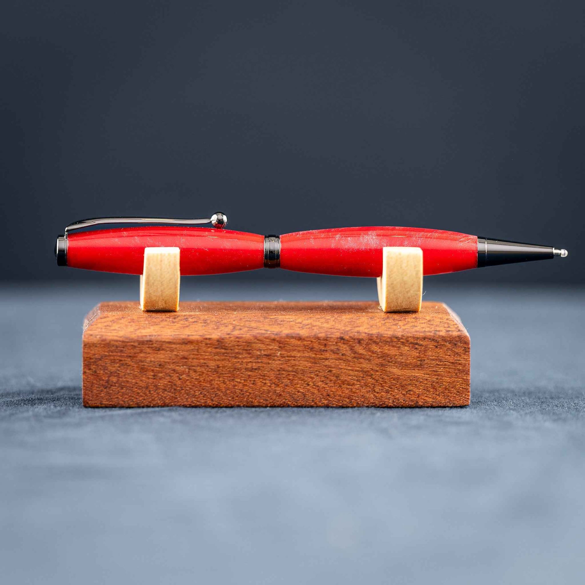 Red Resin Twist Ballpoint Pen: Light Silver Fleck