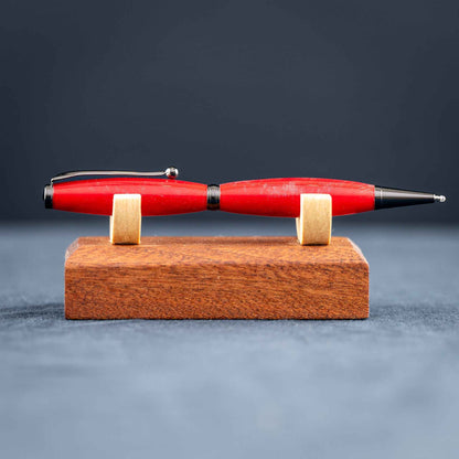 Red Resin Twist Ballpoint Pen: Light Silver Fleck