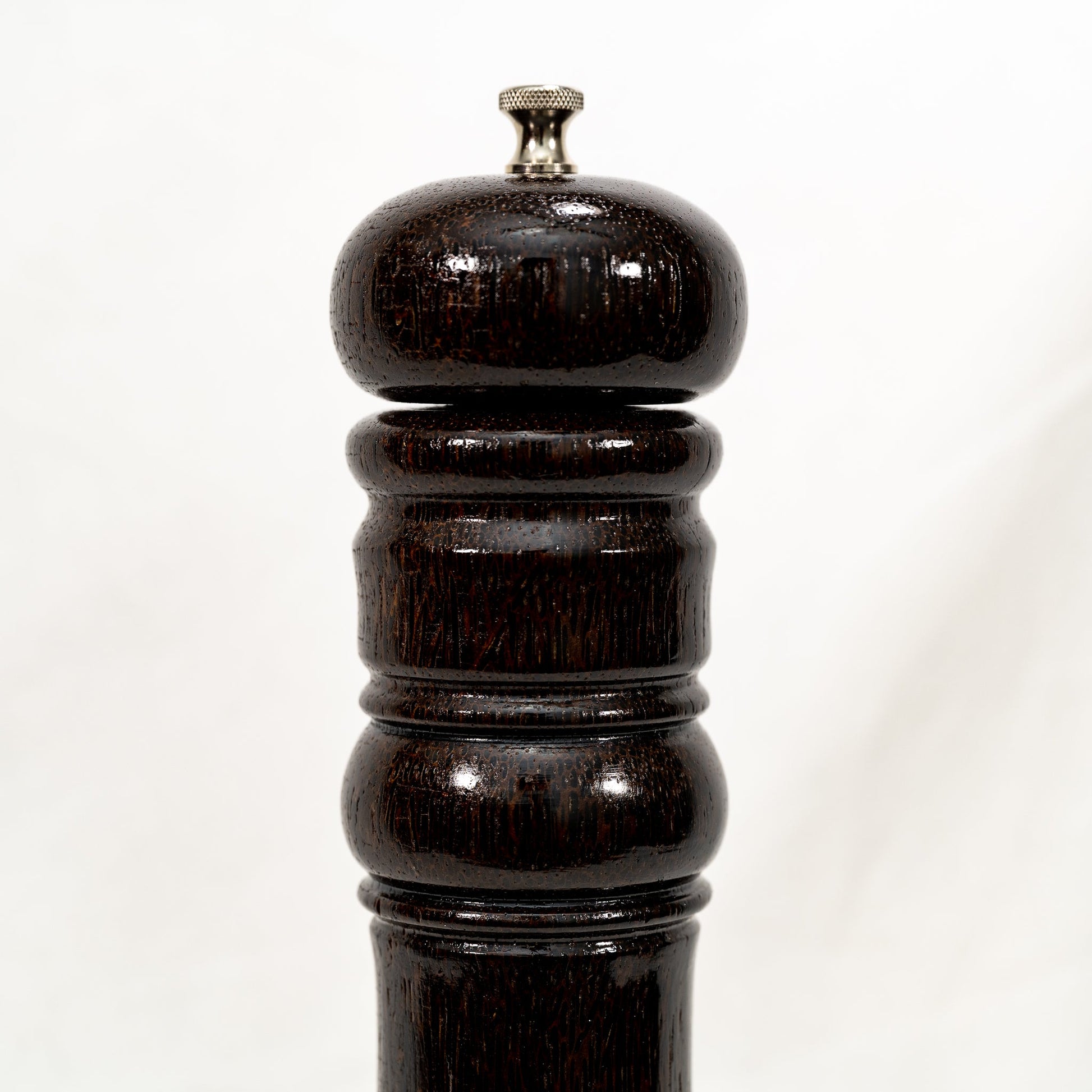 Handmade large Black Palm wood pepper mill with stainless steel grinder