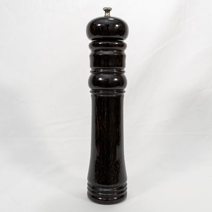 Handmade large Black Palm wood pepper mill with stainless steel grinder