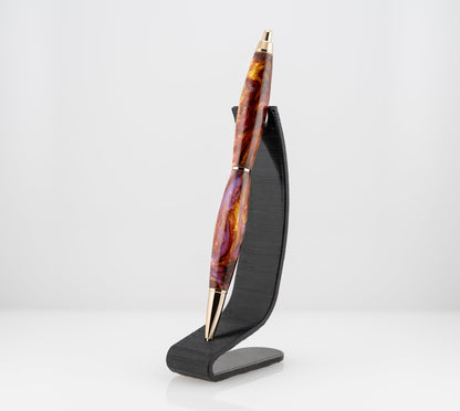 Copper, bronze, and red handmade resin click ballpoint pen