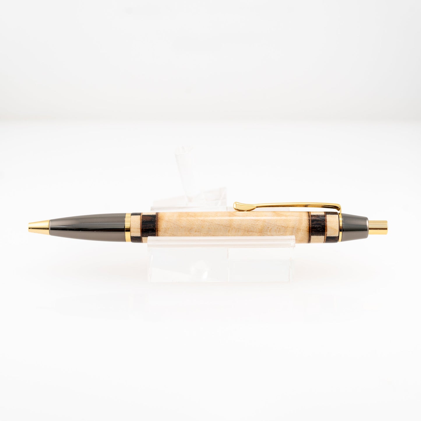 Handmade maple and wenge segmented click ballpoint pen