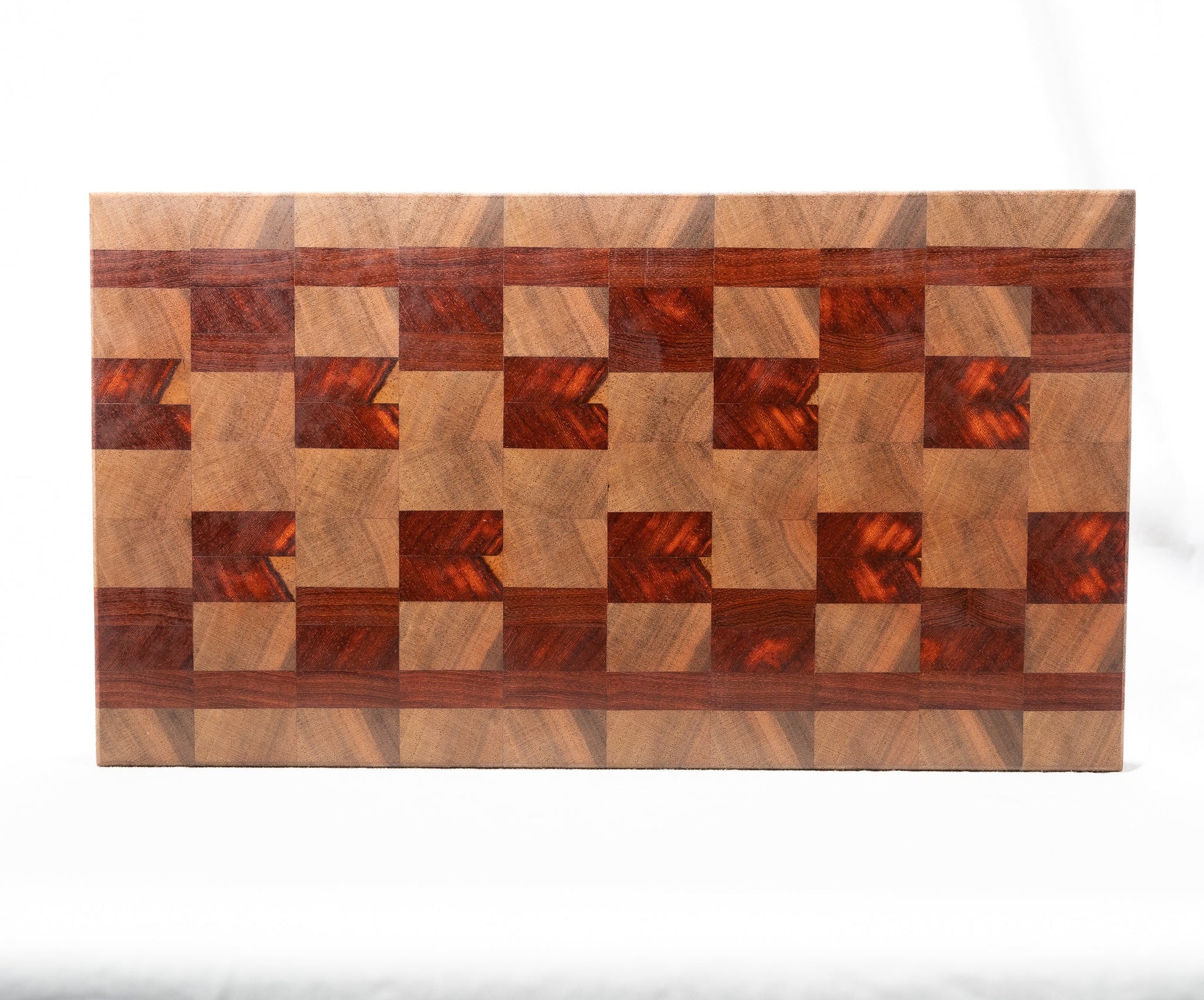 handmade padauk and walnut wood end grain cutting board