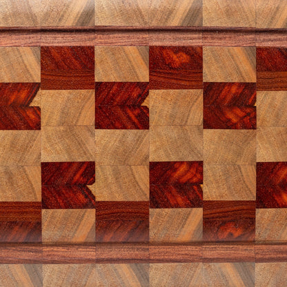 handmade padauk and walnut wood end grain cutting board