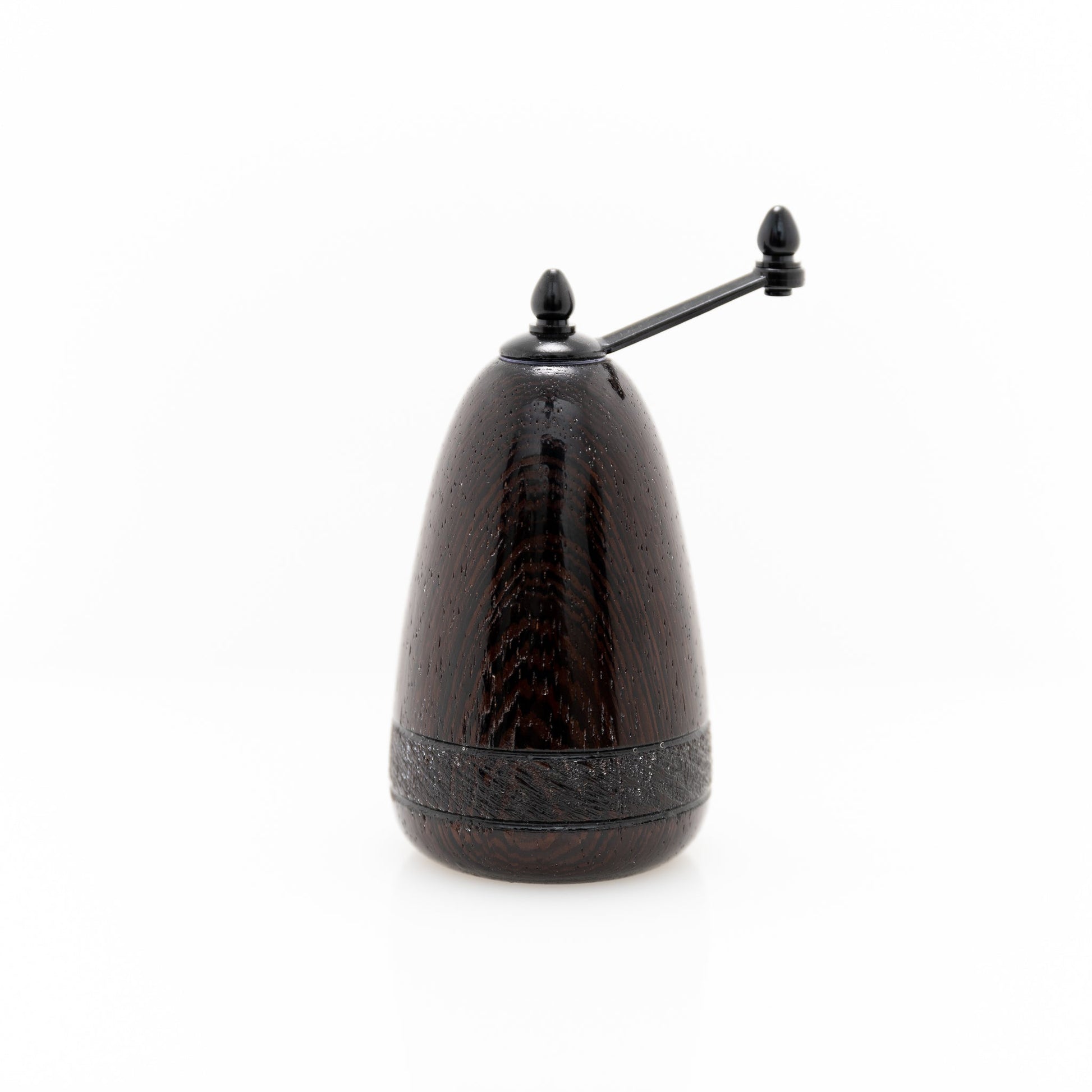 handmade wenge wood salt or peppermill with black enamel handle