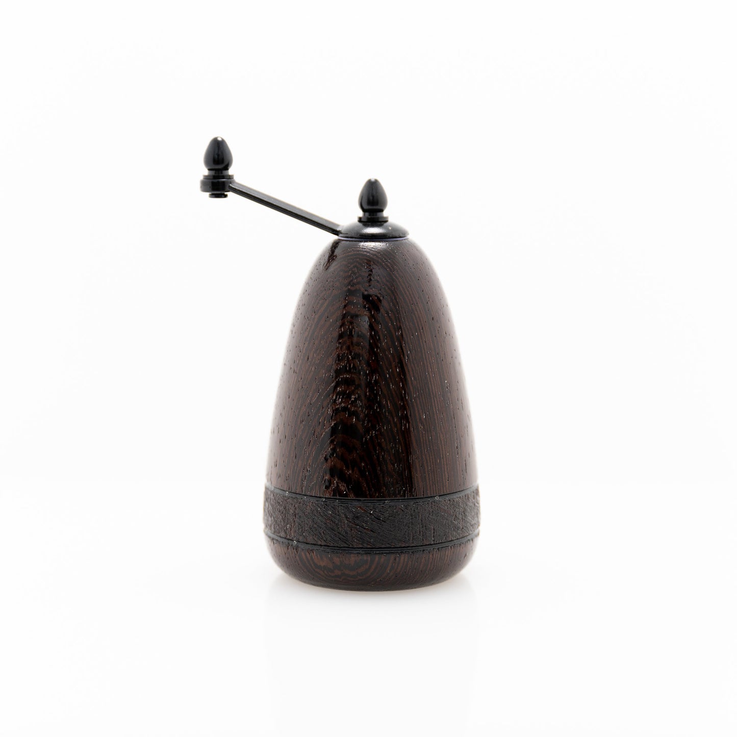 handmade wenge wood salt or peppermill with black enamel handle