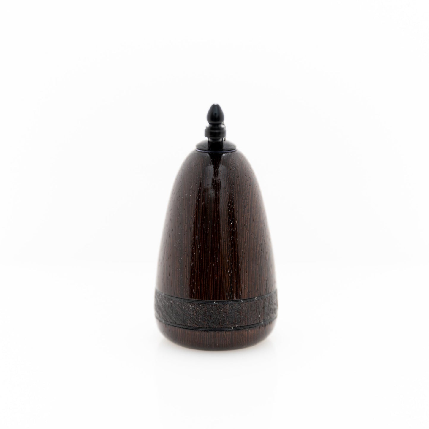 handmade wenge wood salt or peppermill with black enamel handle