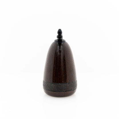 handmade wenge wood salt or peppermill with black enamel handle